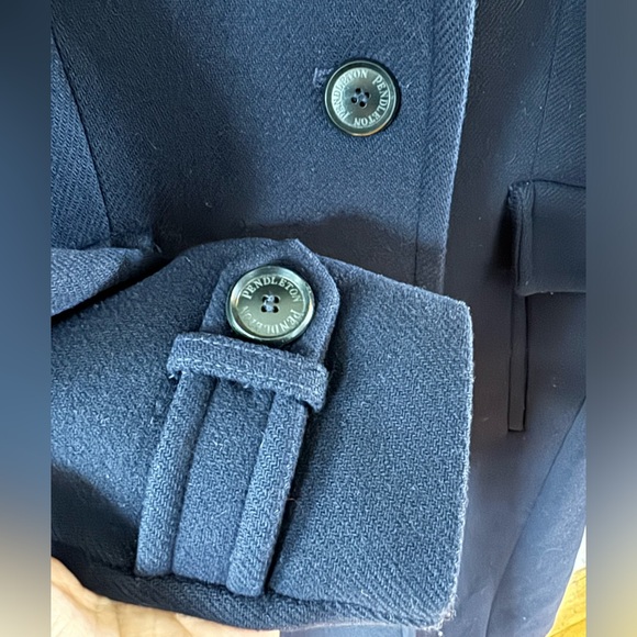 Navy Pendleton long wool coat with hood - Picture 8 of 14